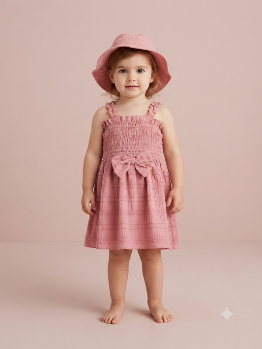 Vestido niña meses rosa con sombrero