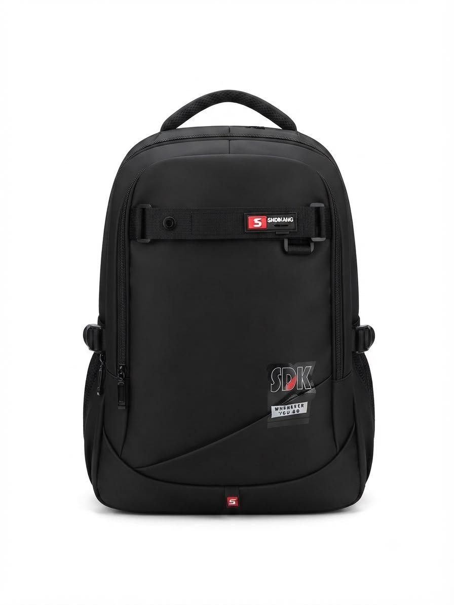 Mochila juvenil gris con diseño urbano