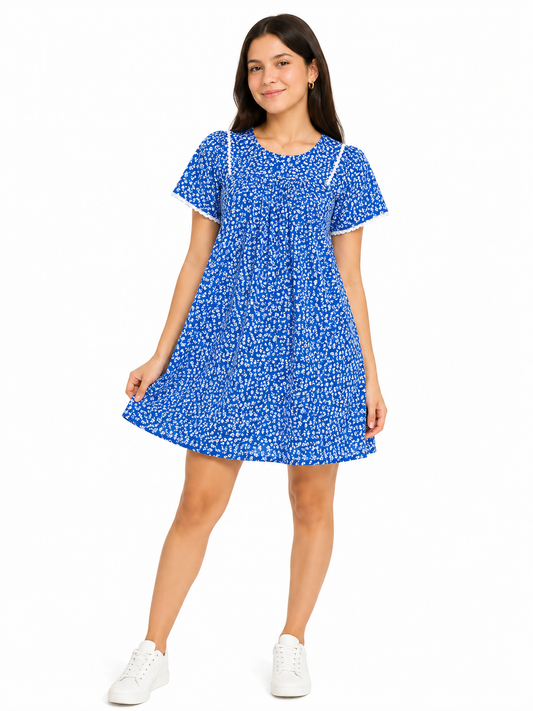Vestido niña floral azul
