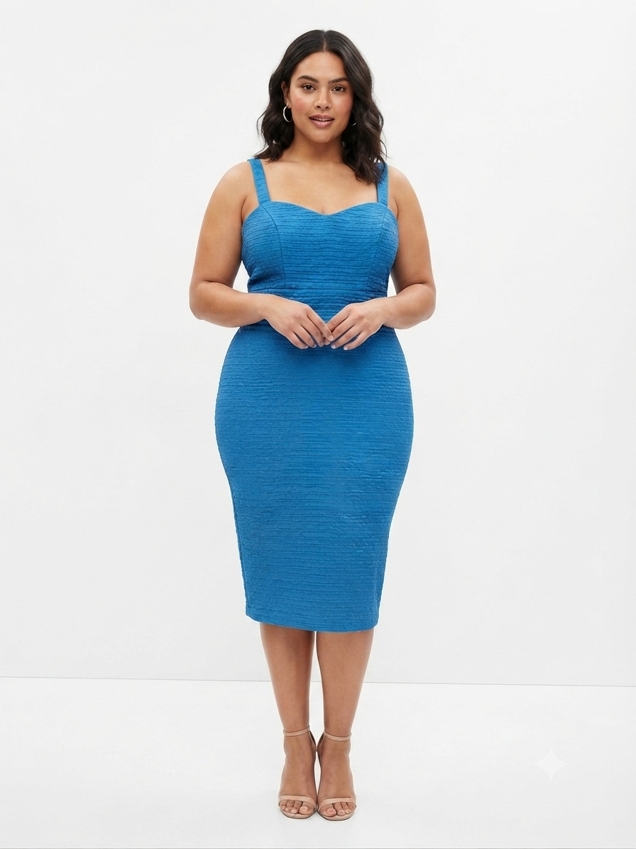 Vestido Dama OFERTA Midi Ajustado Tirantes Color Azul