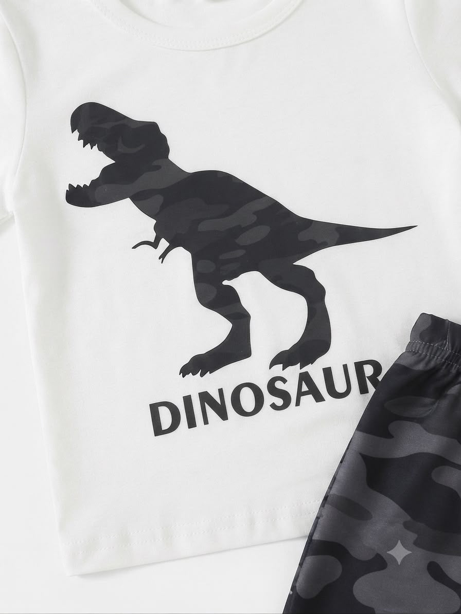Set niño dinosaurio blanco negro