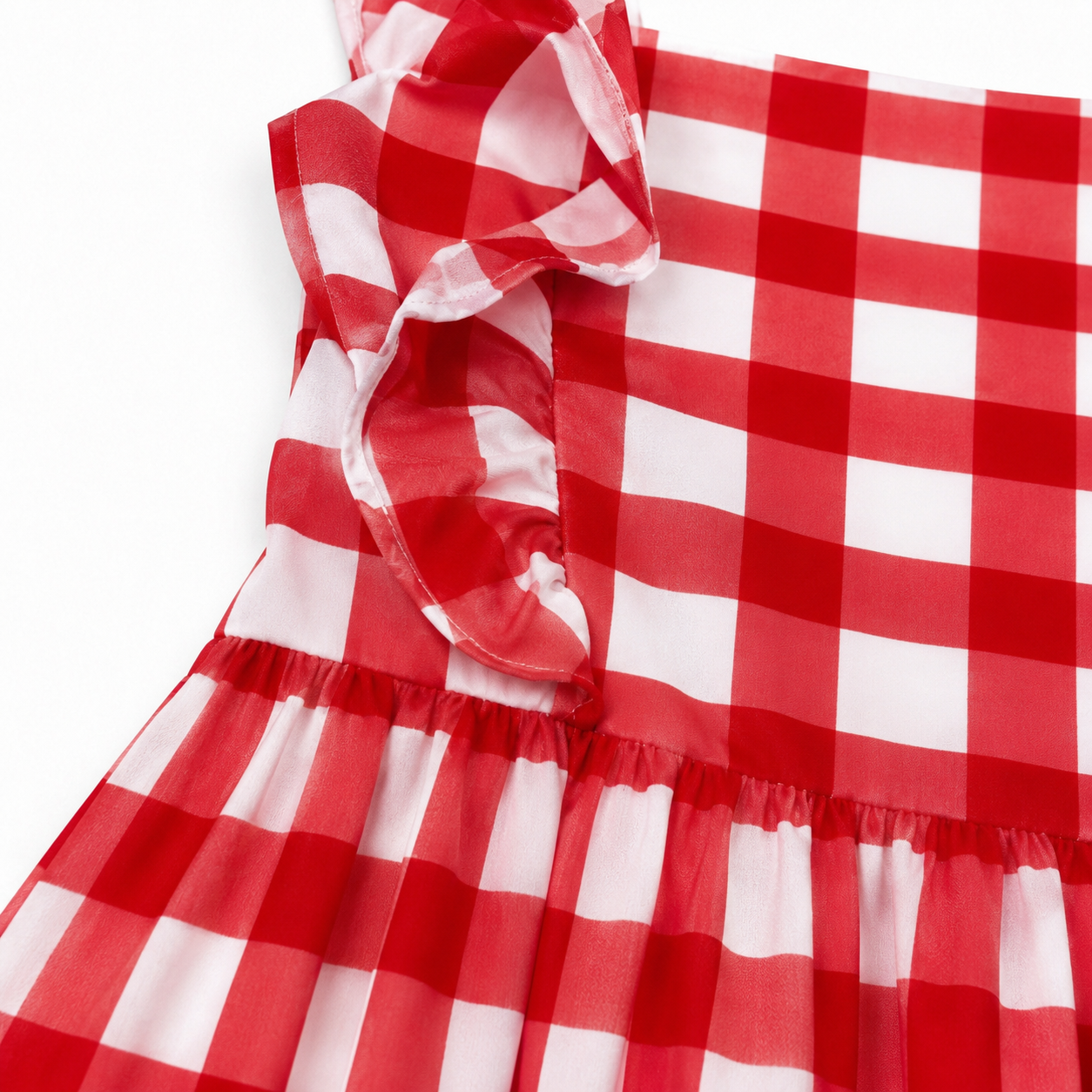 Vestido niña cuadros rojo con blanco