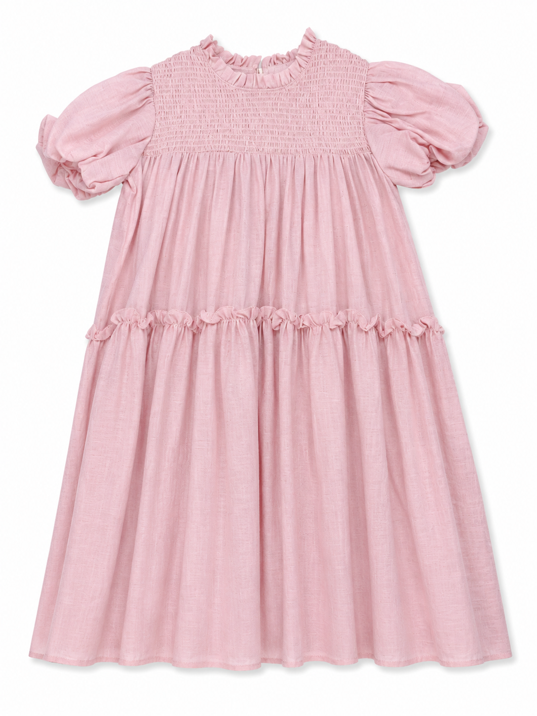 Vestido niña rosa con fruncido