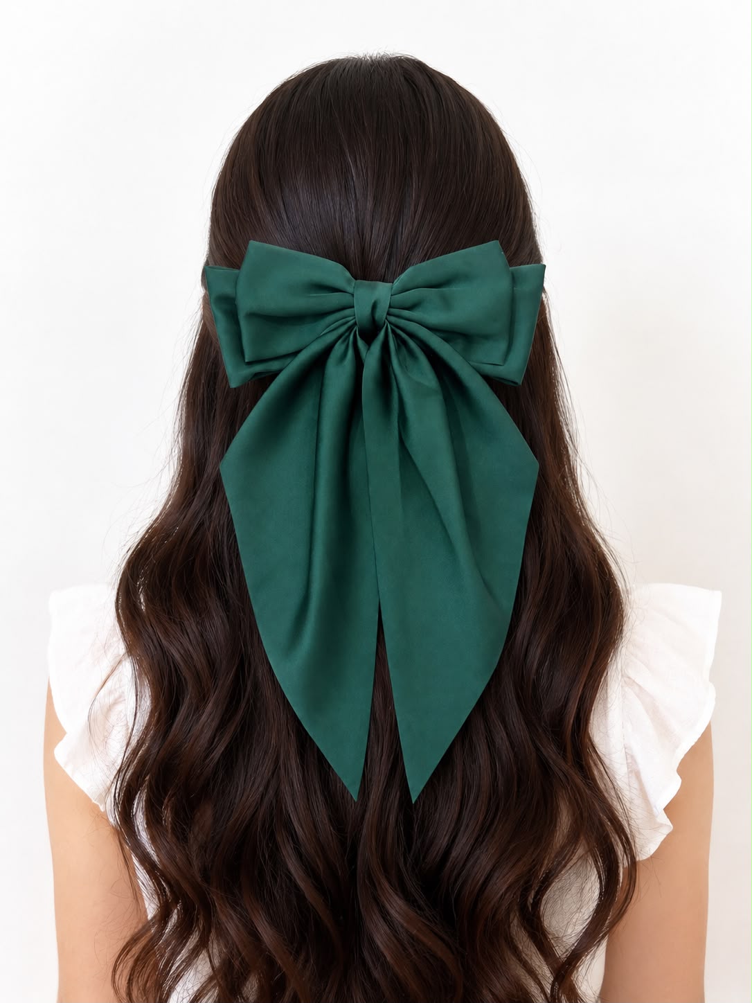 🎀 Moño coquette niña elegante Verde esmeralda