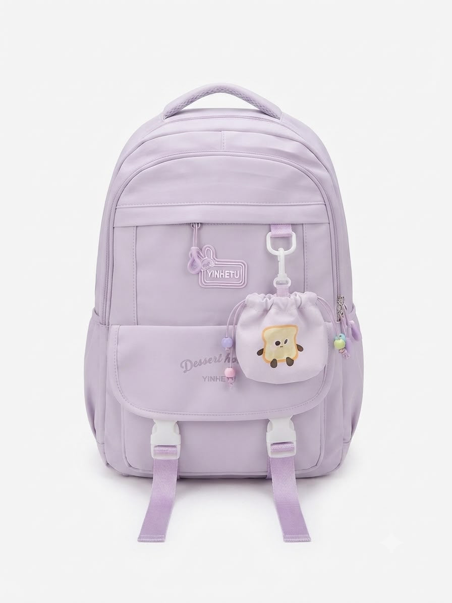 Mochila juvenil lila con monedero 🎒💜