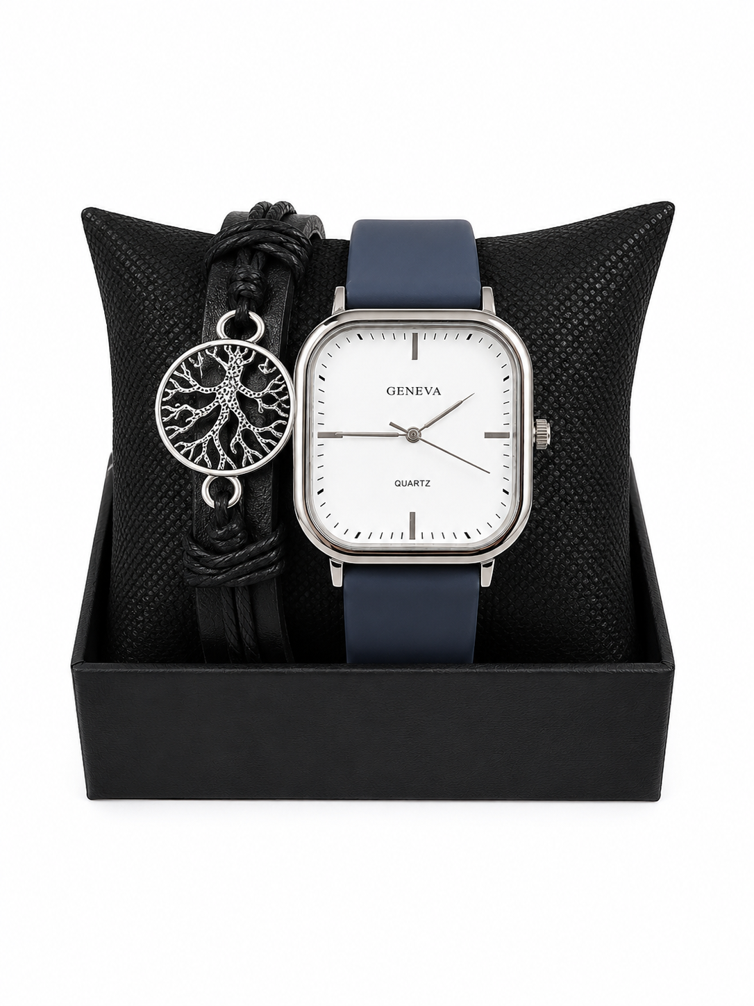 Set Reloj Caballero Azul con Pulsera
