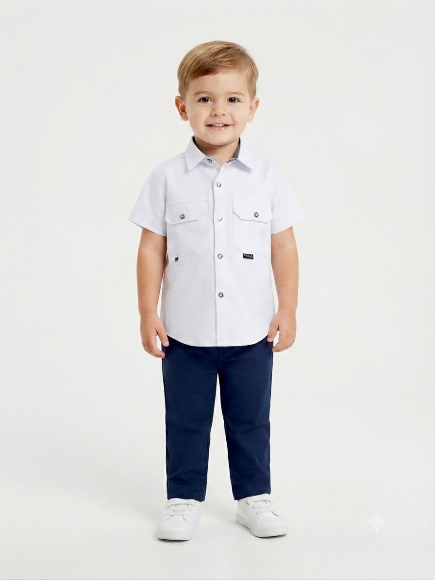 Camisa niño manga corta clásica