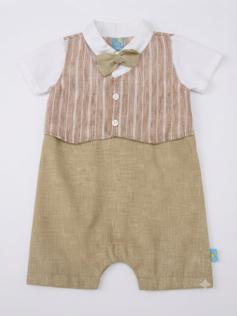 Set niño con chaleco y moño beige