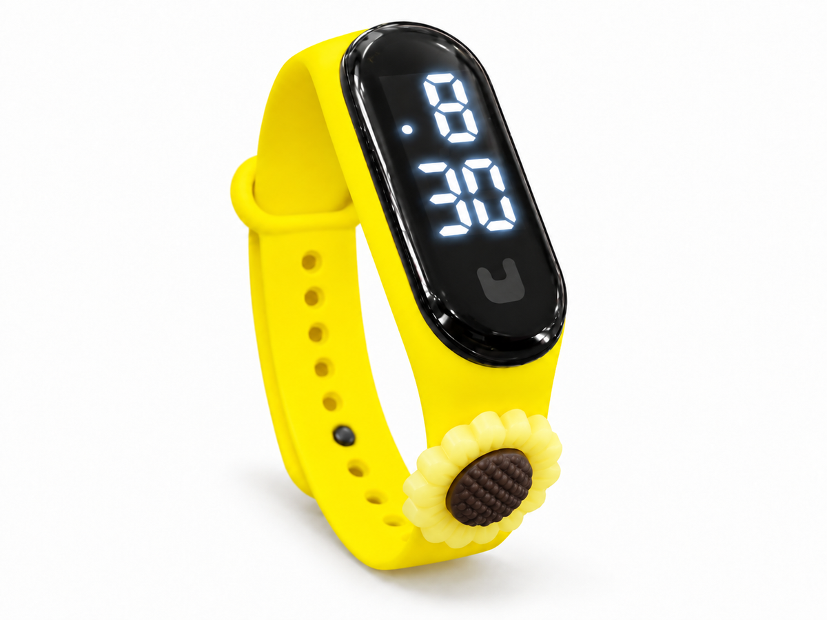 Reloj infantil digital amarillo con diseño de girasol 🌻💛