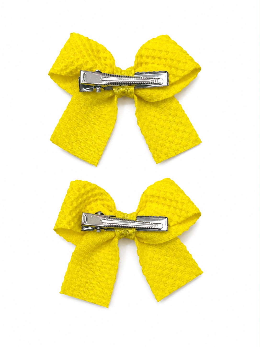 Moño Par Niña Amarillo con textura