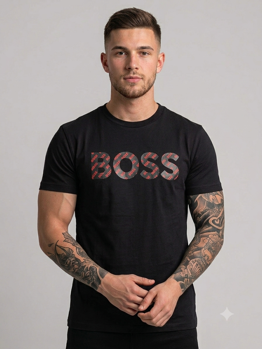 Playera caballero negra cuello redondo  B@SS