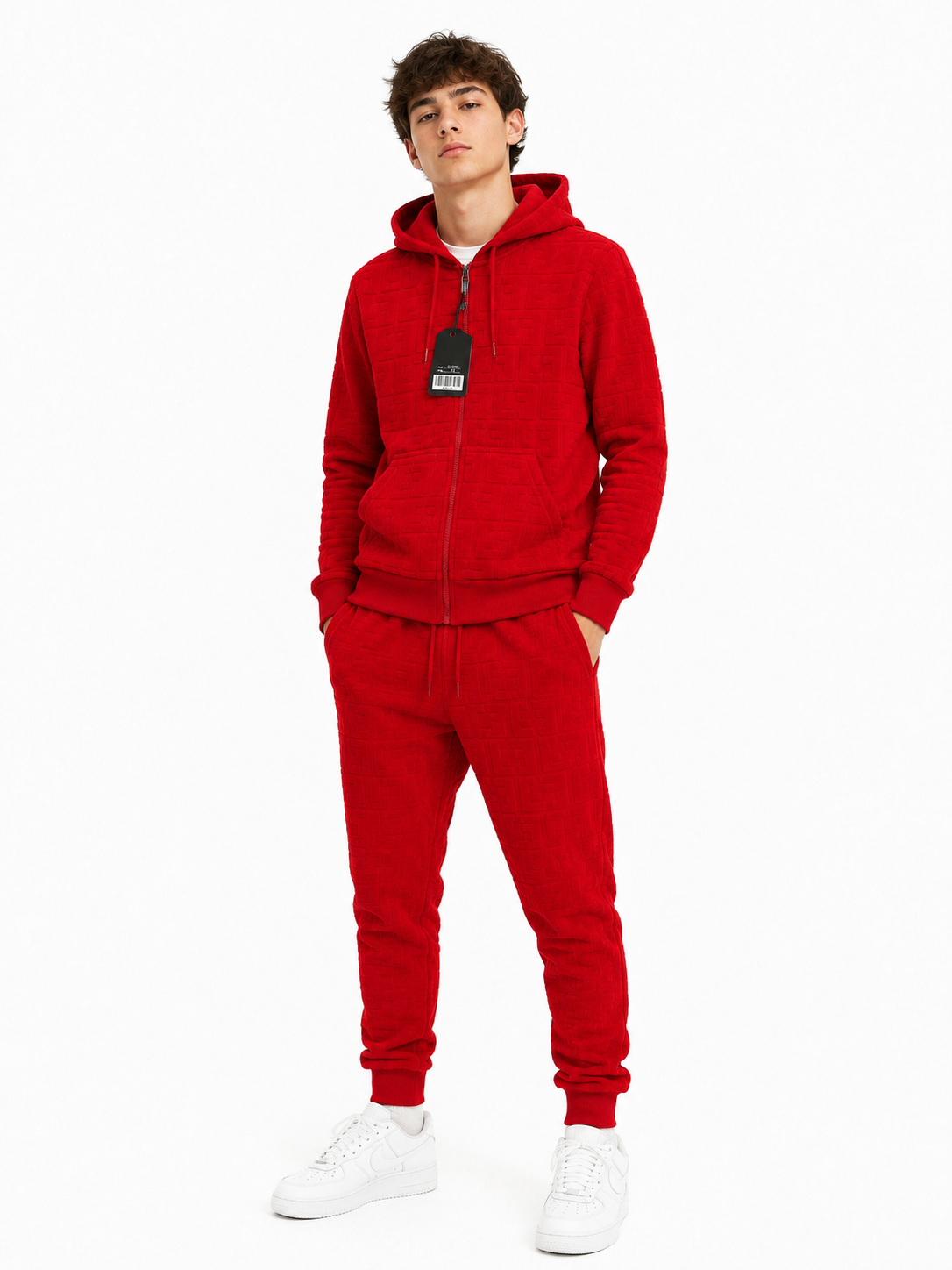 Set niño deportivo rojo con textura