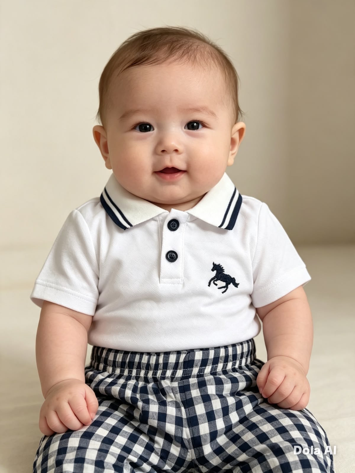 Set niño polo blanco con short de cuadros