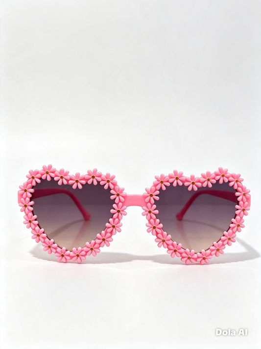 Lentes niña corazón con flores rosas 🌸🩷