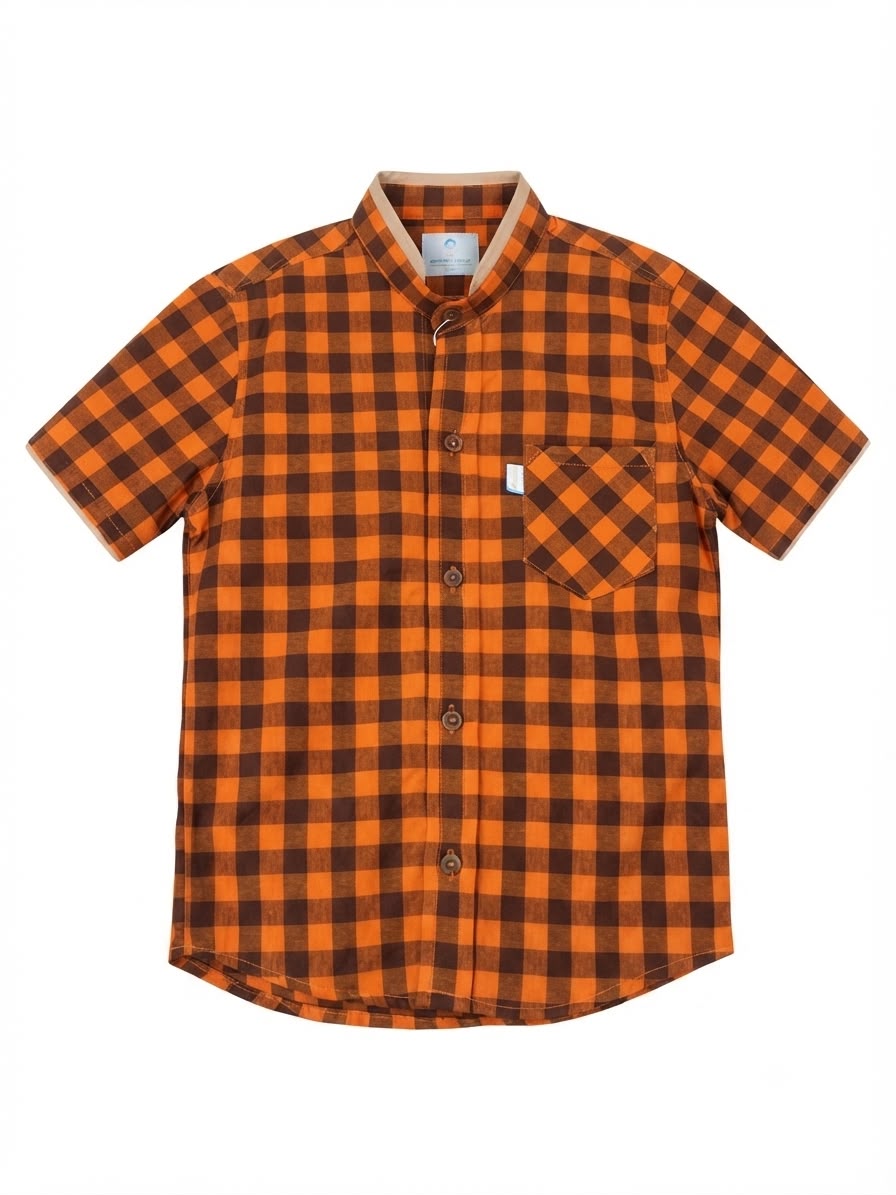 Camisa niño manga corta de cuadros