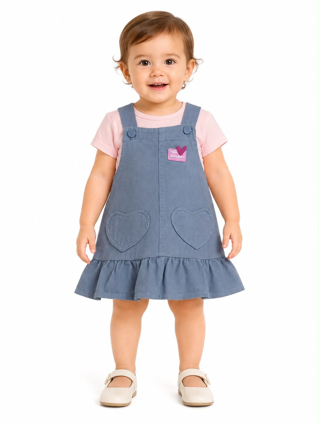 Set niña vestido tipo jumper con blusa