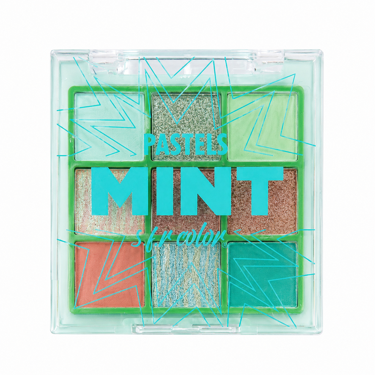 Paleta de sombras 9 tonos verde y coral