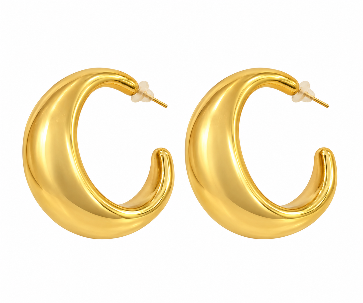 Aretes dama dorados tipo argolla gruesa ✨