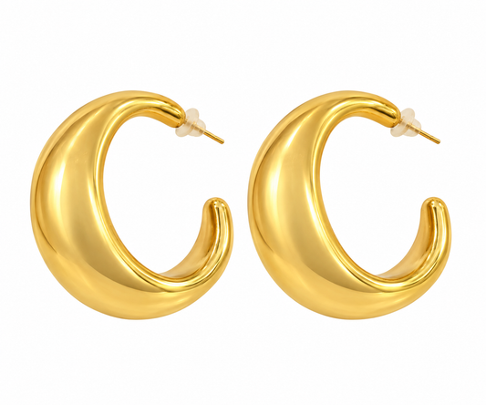 Aretes dama dorados tipo argolla gruesa ✨