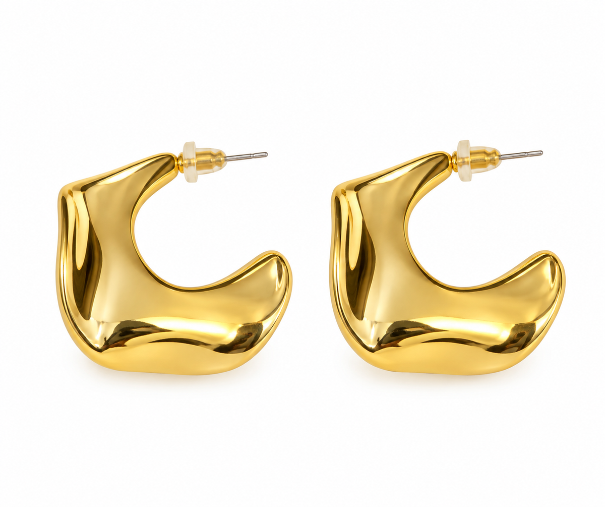 Aretes dama de aro ancho con diseño moderno ✨