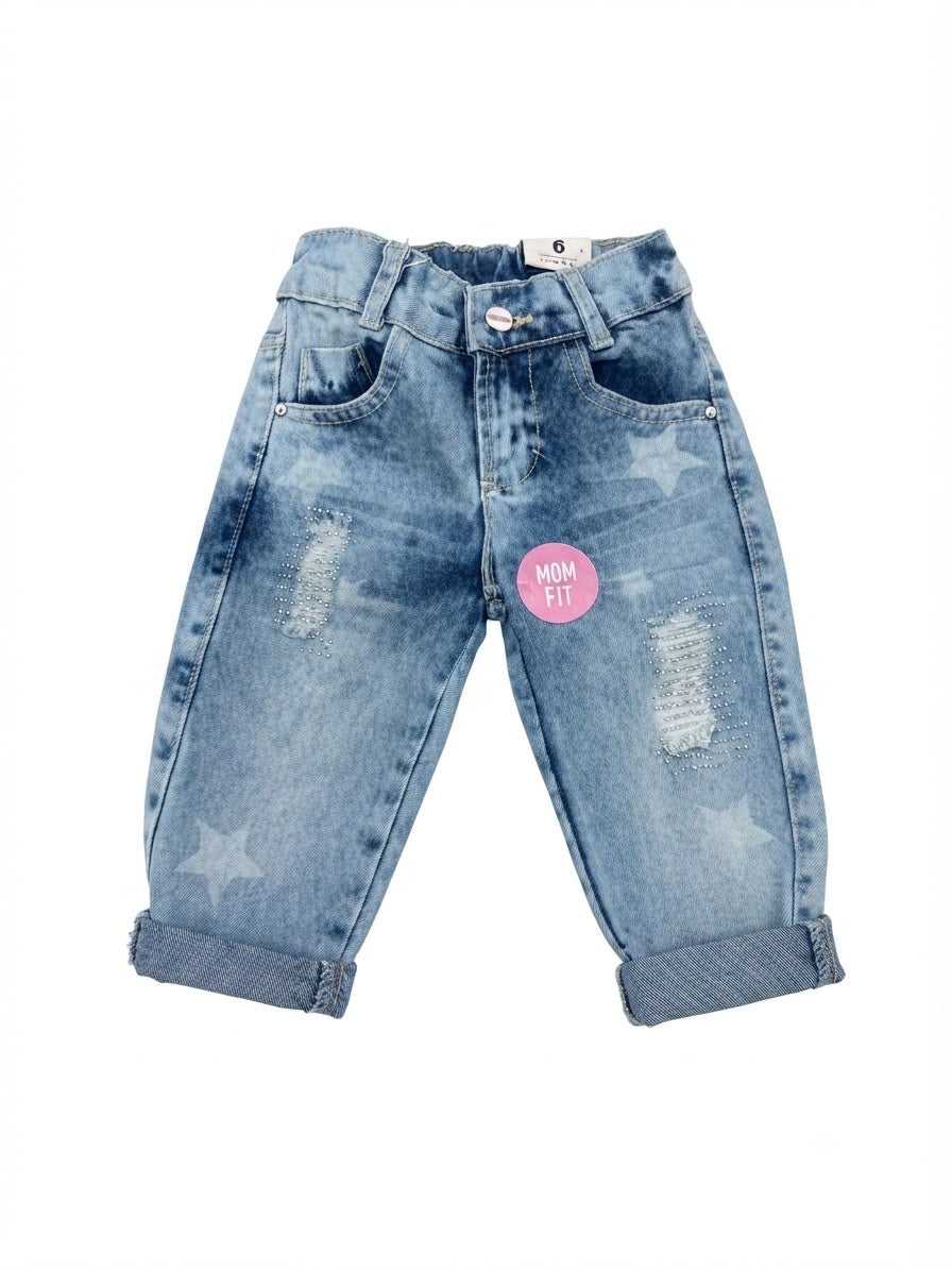 Pantalón Infantil de mezclilla Mom estrellas