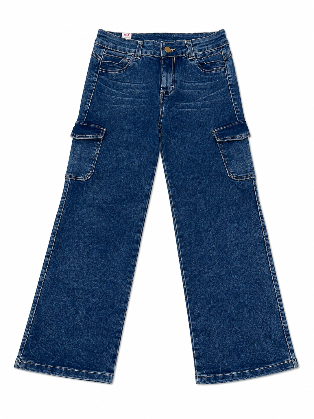 Pantalón niña cargo de mezclilla pierna amplia