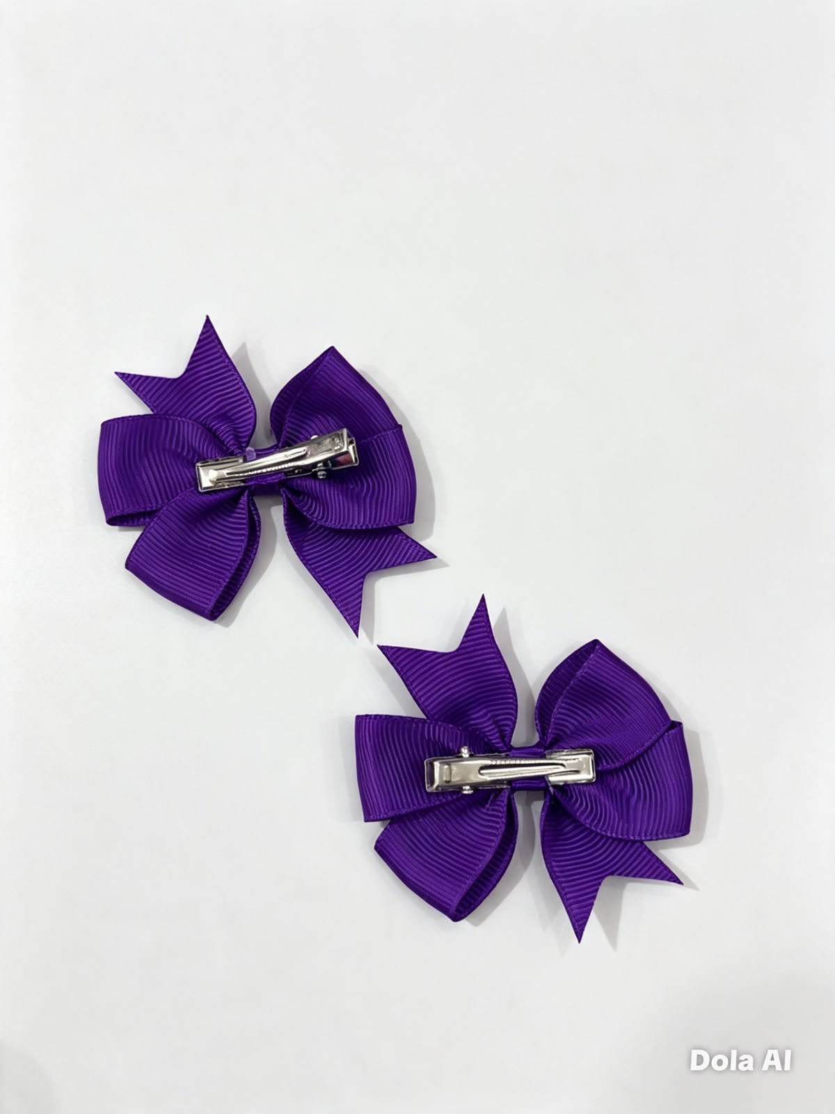 Moño par niña morado de grosgrain