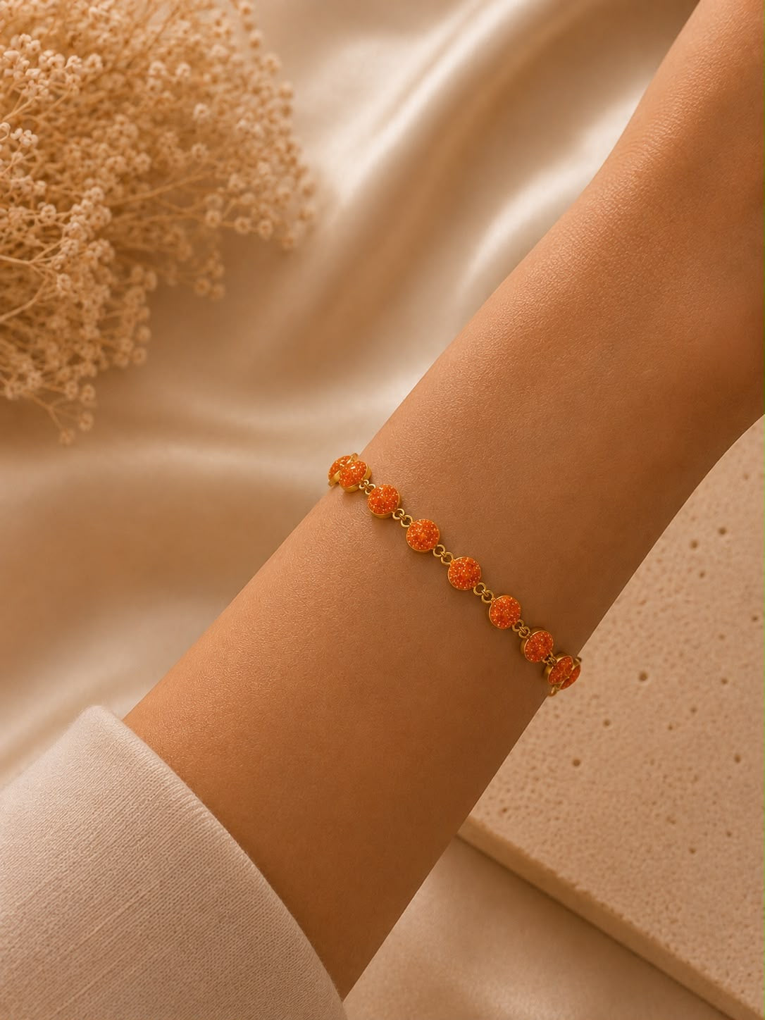 Pulsera Dama piedras naranja 🍊