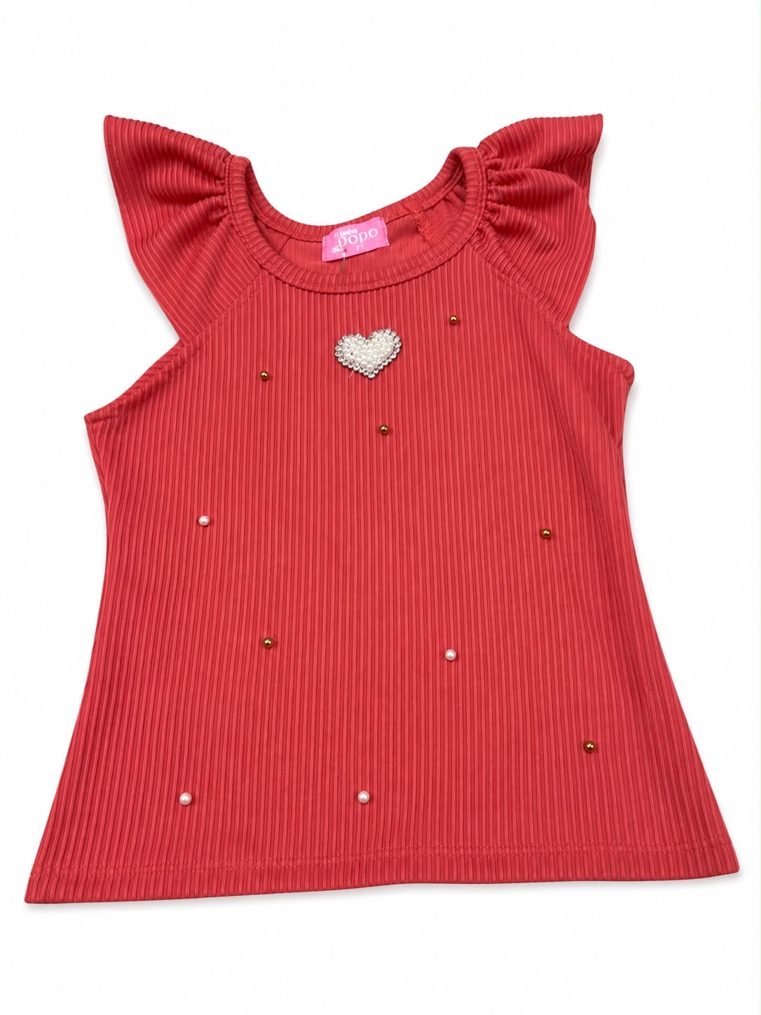 Blusa niña corazón perlado