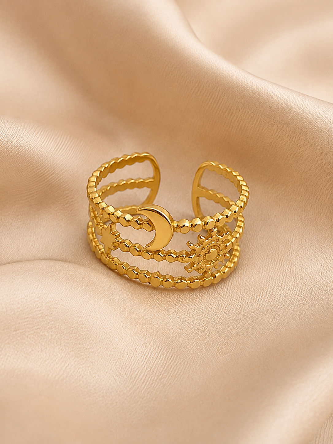 ✨ Anillo dama celestial dorado