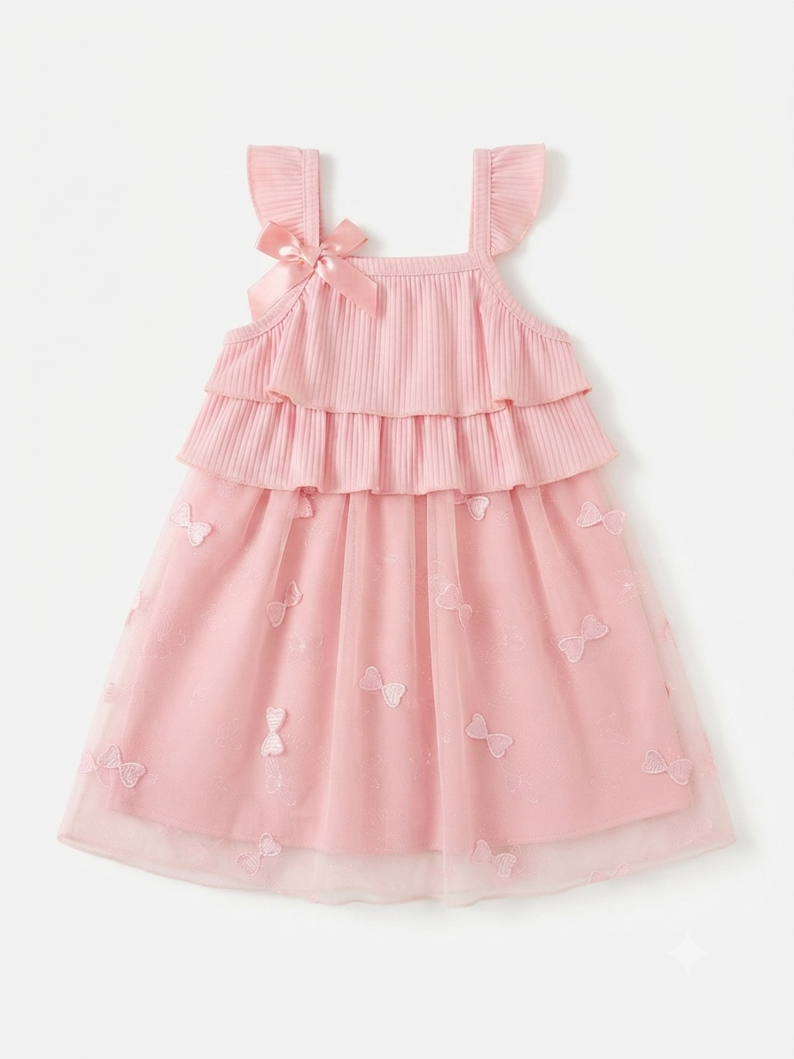 Vestido niña meses rosa con tul
