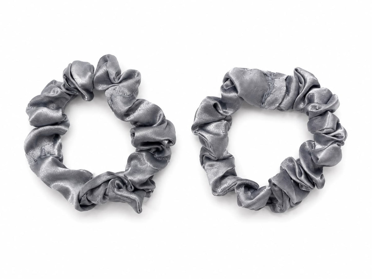 Set Liga cabello accesorio satinada plateada – 2 piezas