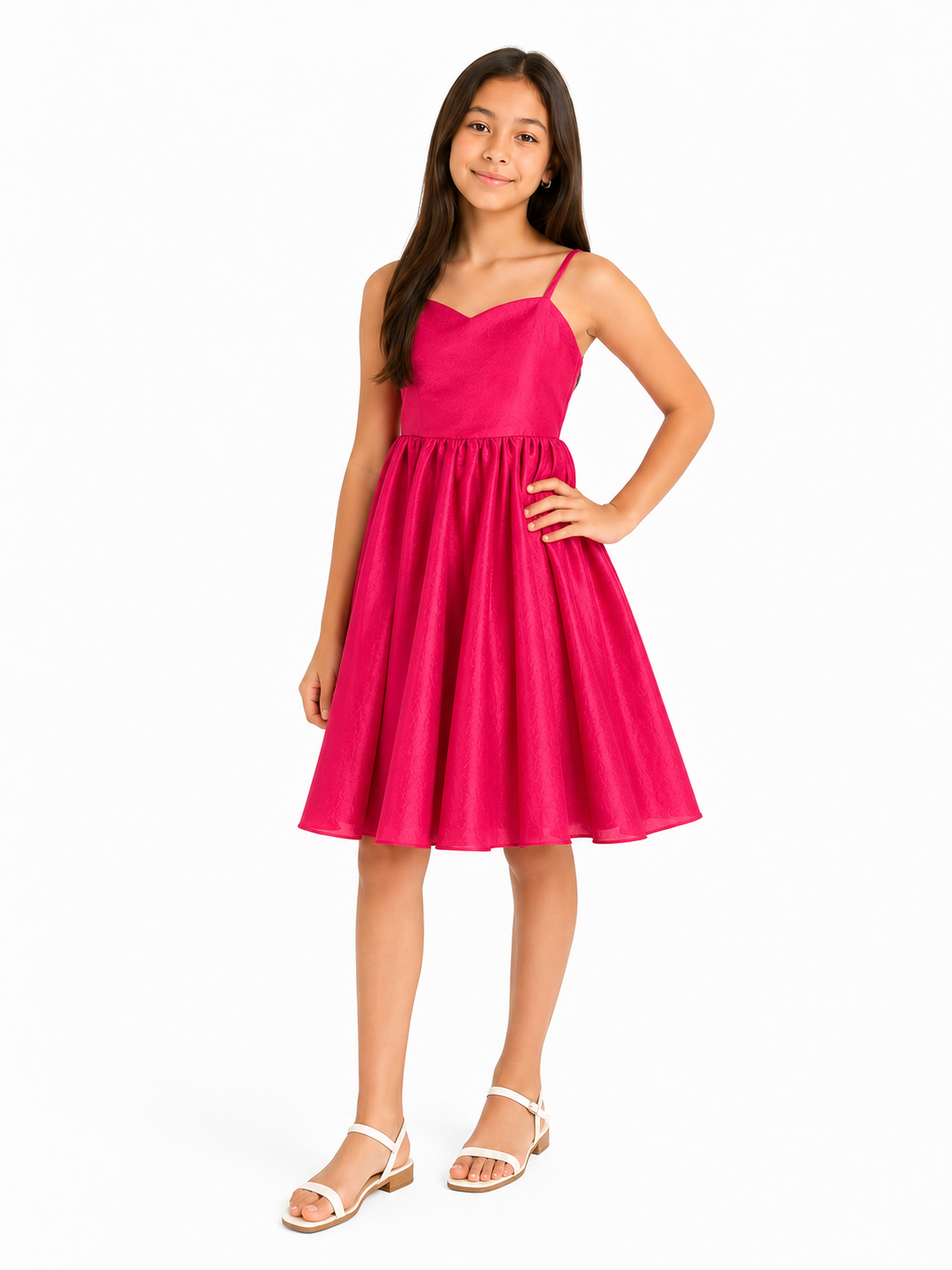Vestido niña fucsia de tela ligera