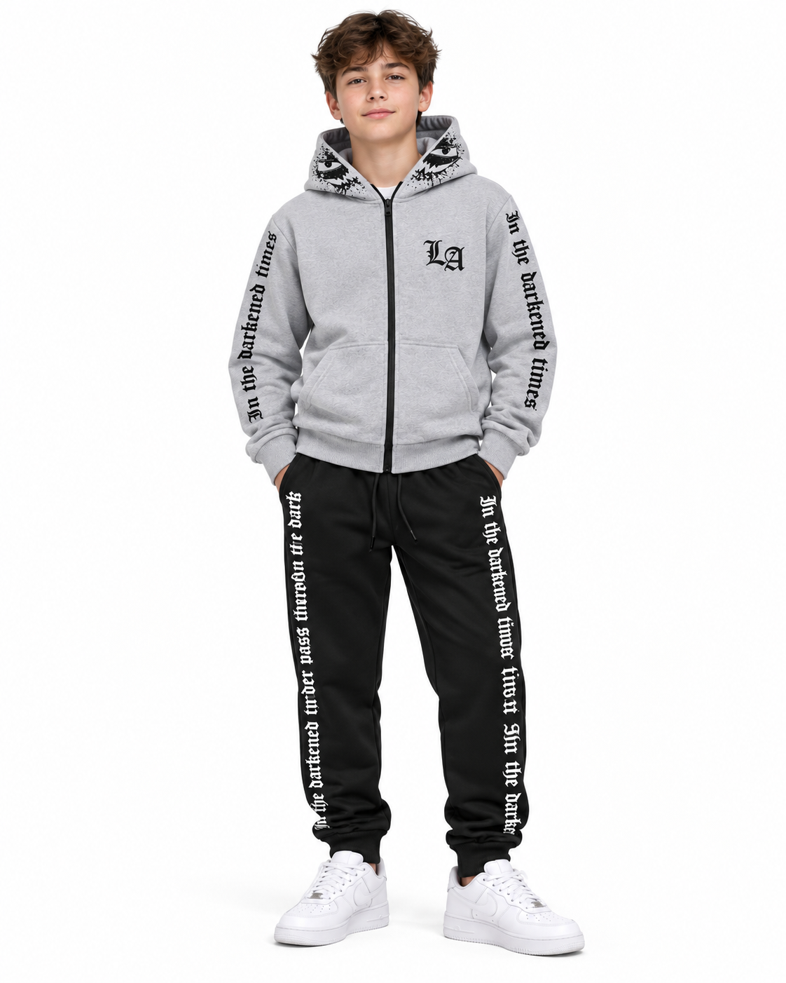 Set niño deportivo gris y negro