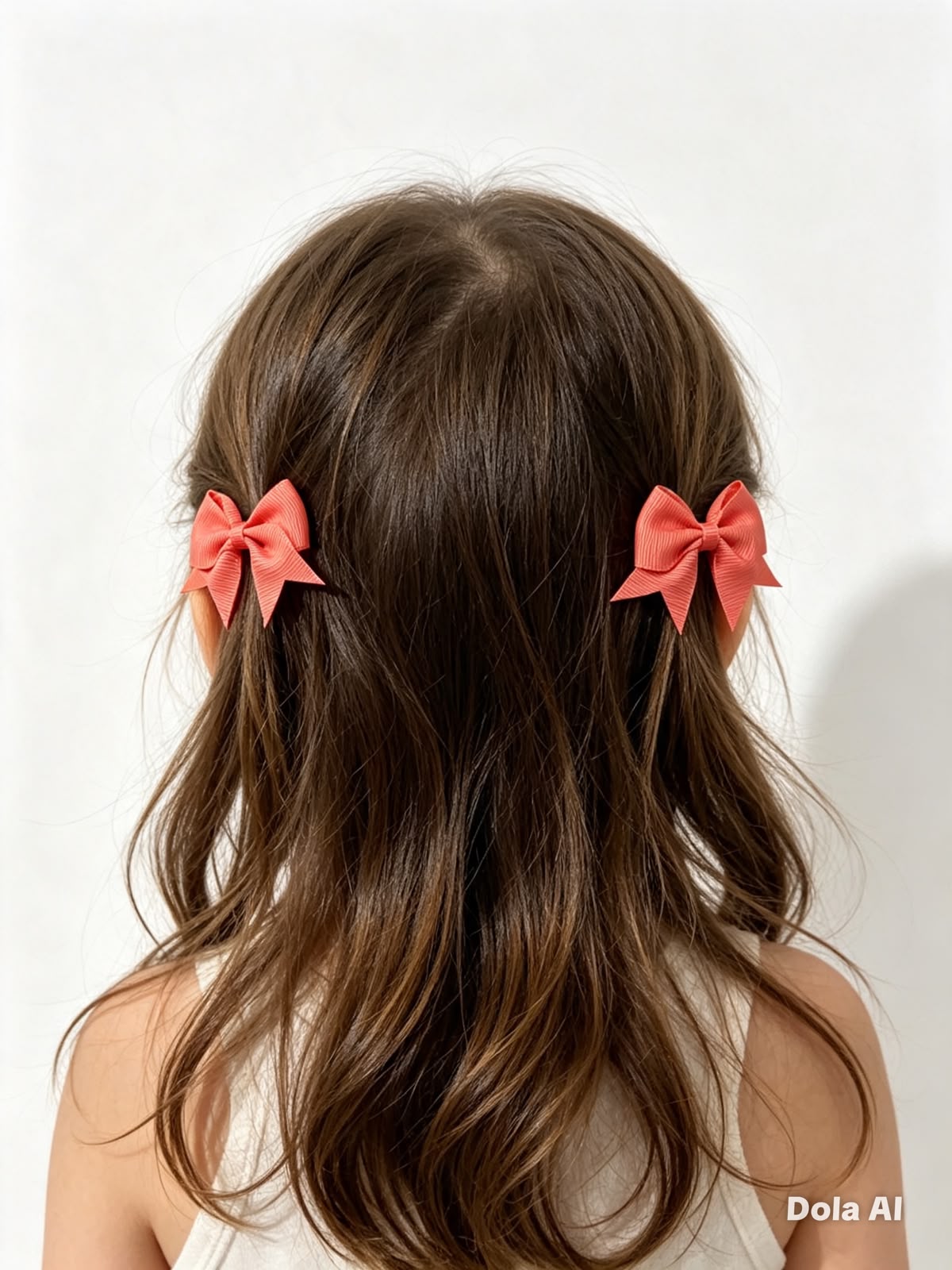Moño par niña rosa coral con puntas