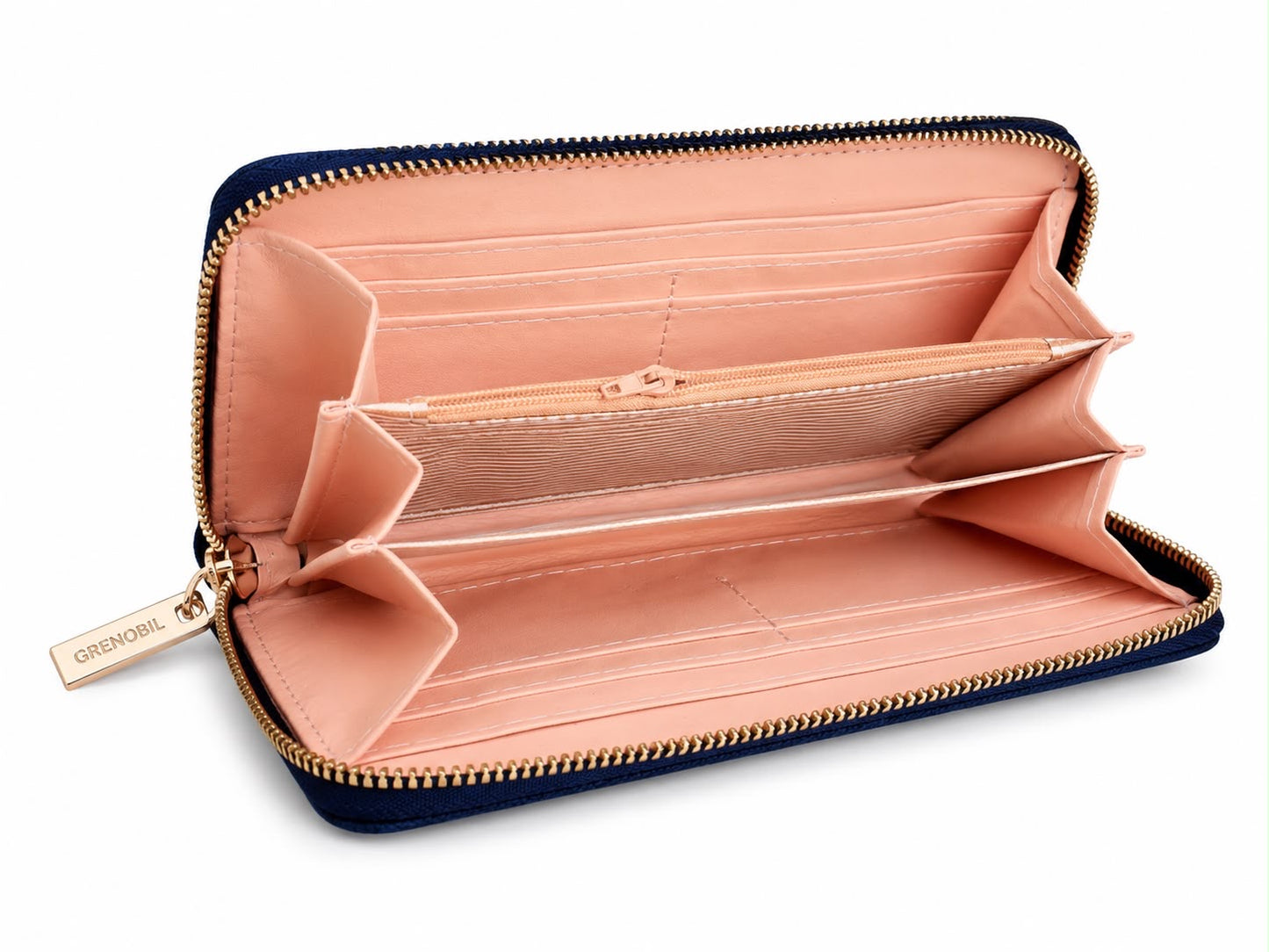 Cartera Dama tipo Wallet azul marino