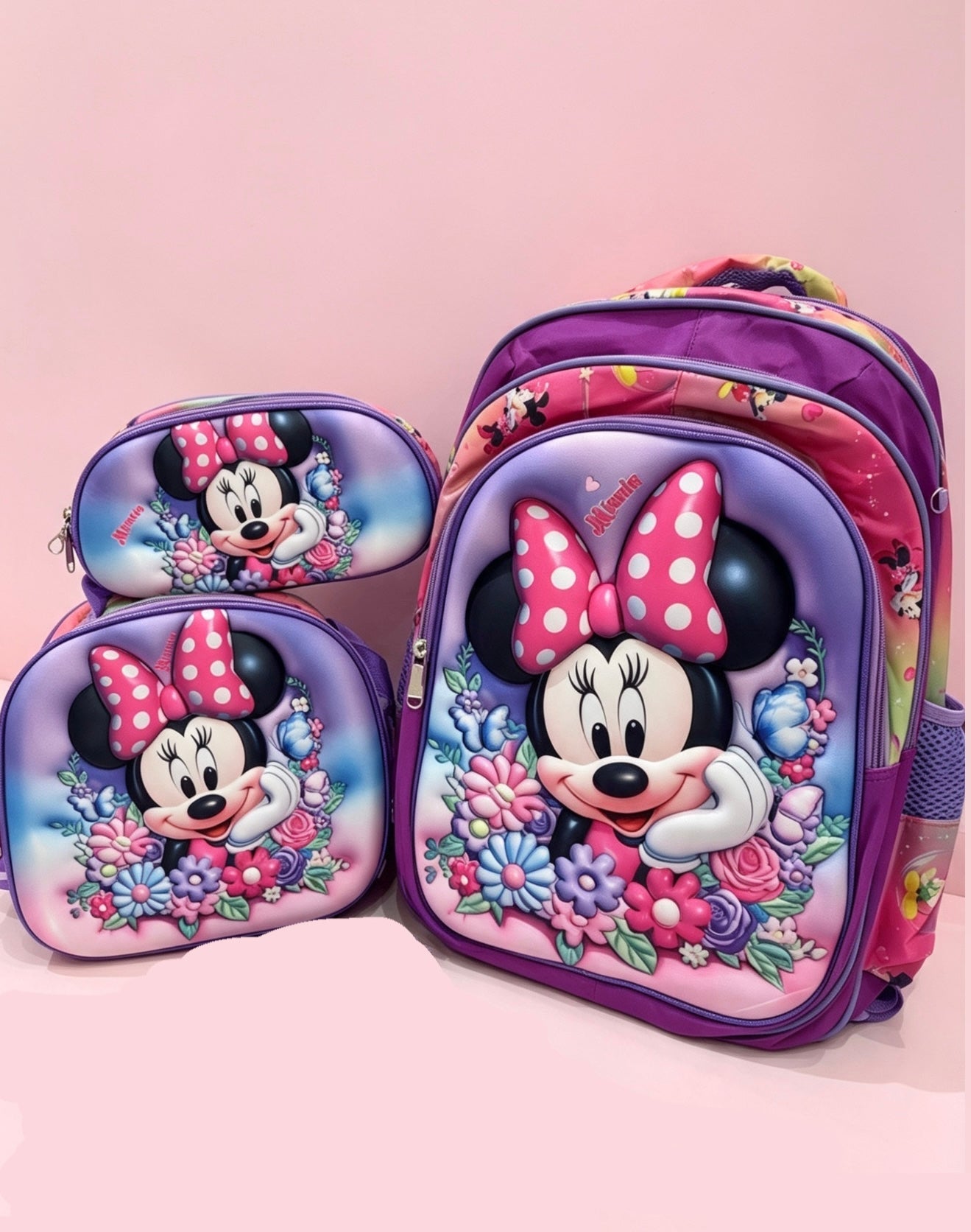Mochila infantil de ratoncita con moño morado