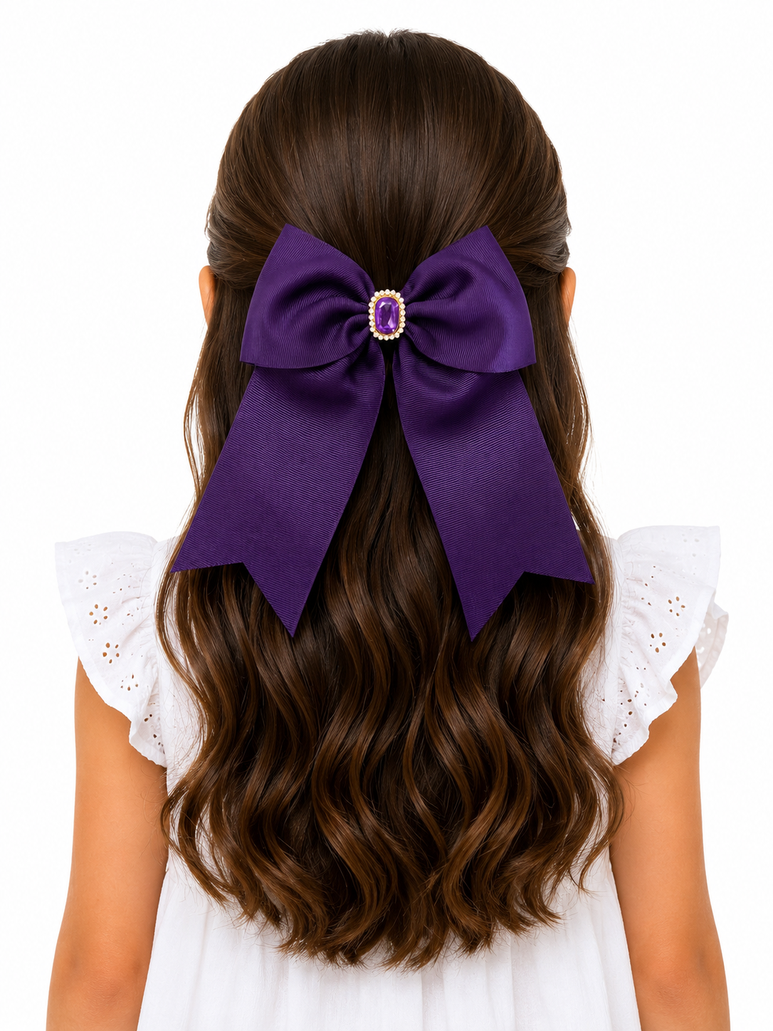 Moño niña elegante morado con pedrería