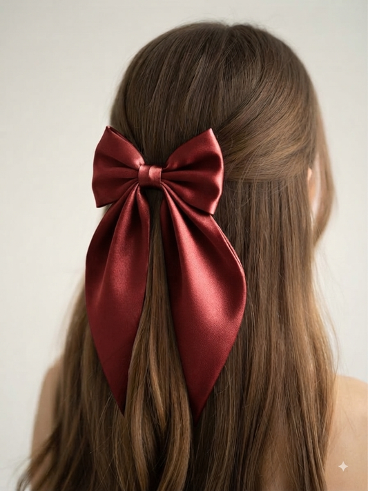 Moño Coquette Niña - Lazo Tinto Sofisticado Estilo Pañuelo