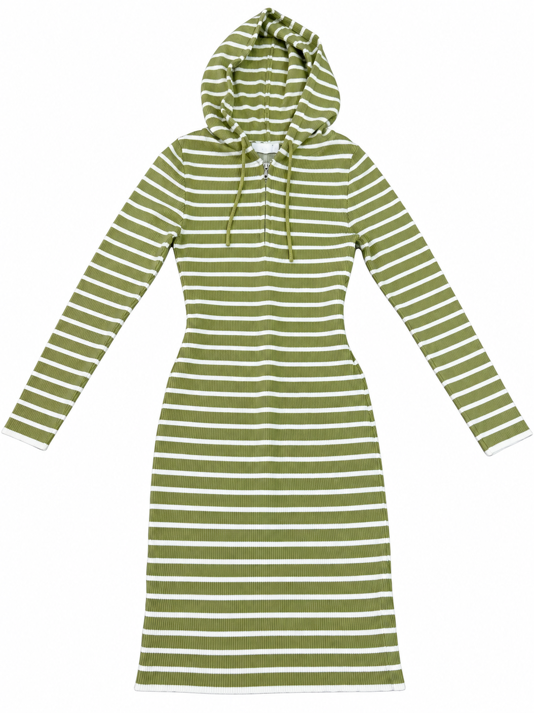Vestido dama con capucha y diseño a rayas