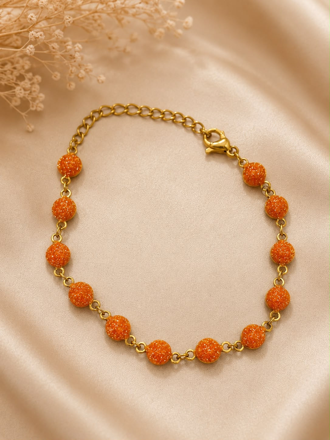 Pulsera Dama piedras naranja 🍊