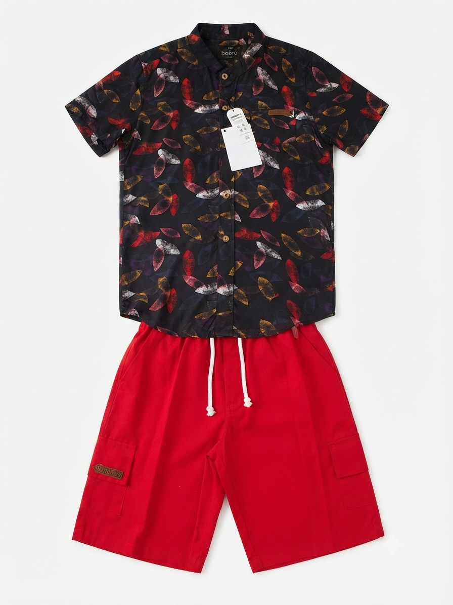 Set niño camisa estampada + bermuda cargo