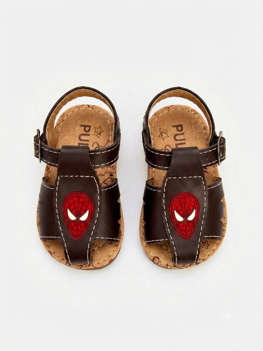 Huaraches niño OFERTA – café con diseño de superhéroe 🕷️❤️