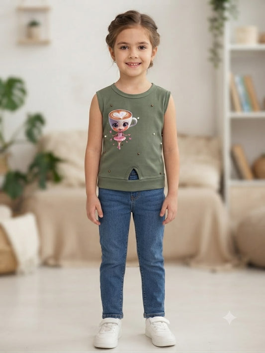 Blusa niña con diseño de taza de café