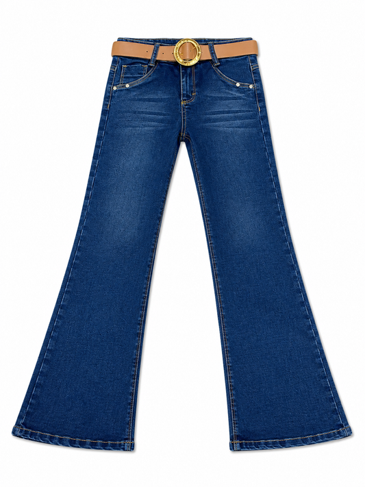 Pantalón niña acampanado con cinturón