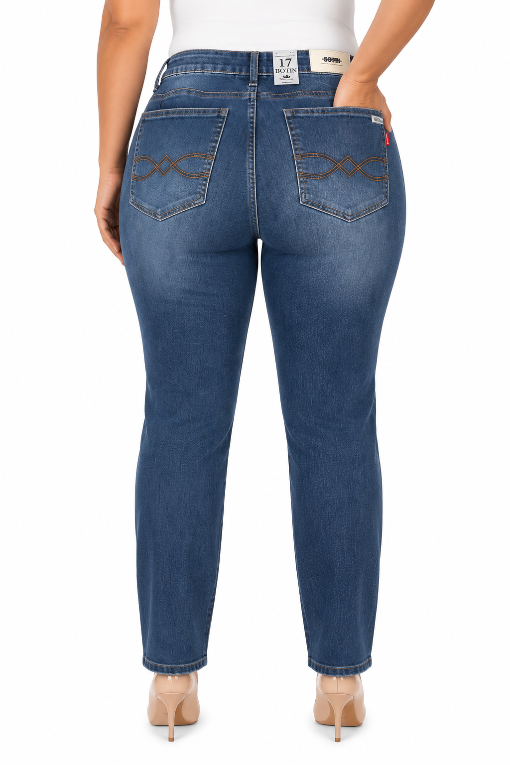 Pantalón dama mezclilla skinny plus azul medio