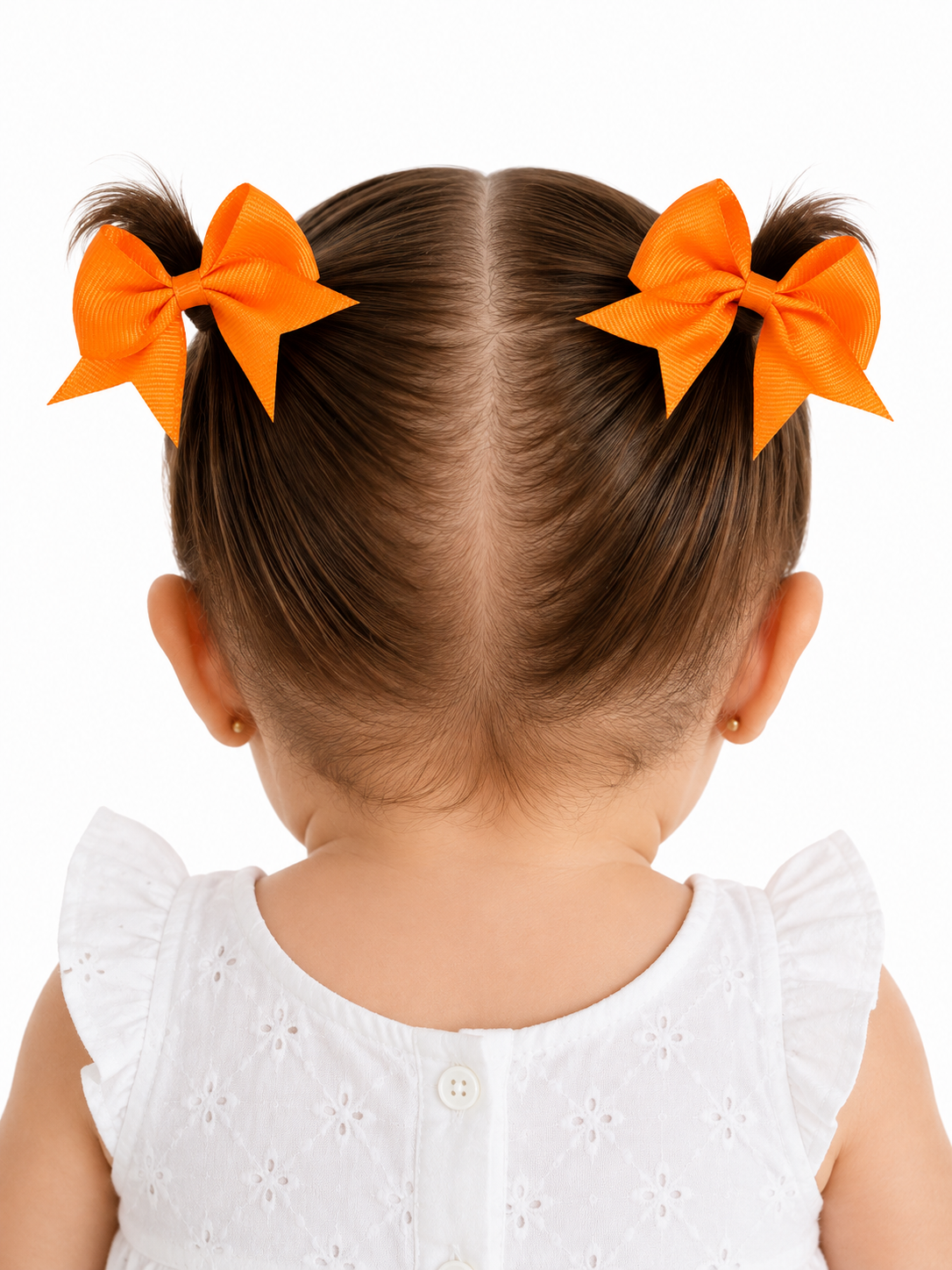 Moño par niña naranja con puntas