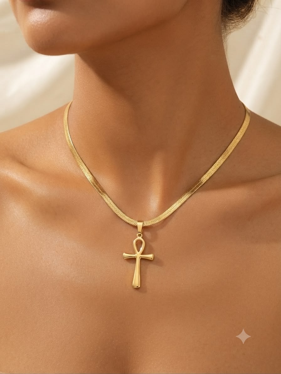 Collar accesorio dama – Cruz egipcia (Anj)