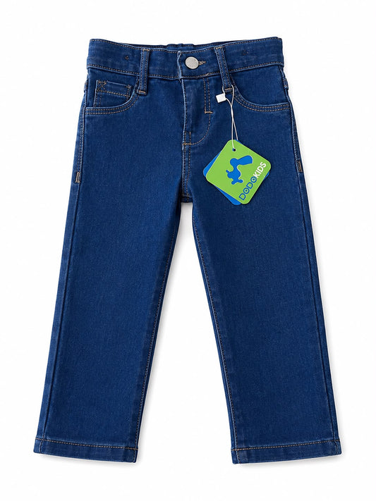 Pantalón niño mezclilla azul oscuro de corte recto