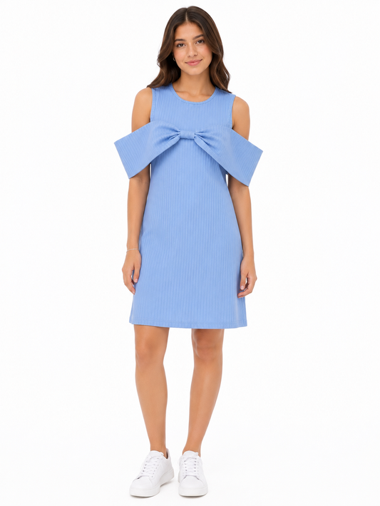 Vestido niña azul con moño
